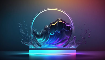 3d illustration, abstract background, empty round stage for your designの写真素材
