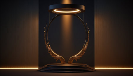 3d rendering of podium, pedestal or platform for product presentation. Luxury and elegant scene.の写真素材