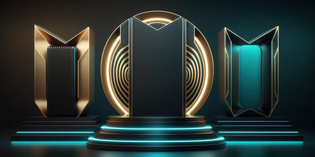 Abstract scene podium background. Award ceremony concept. Stage backdrop. Vector illustrationの写真素材