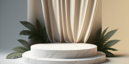 3d render of white marble podium for product presentation and mock upの写真素材
