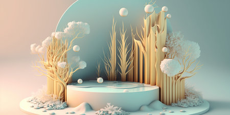 3d render, abstract minimal background, primitive geometrical shapes, pastel colorsの写真素材