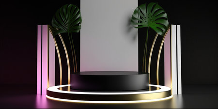Abstract scene podium mockup. Award ceremony concept. 3d renderの写真素材