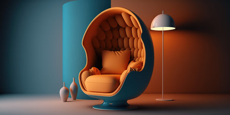 Comfortable armchair in modern interior. 3d render illustration.の写真素材