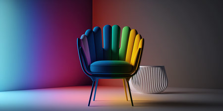 Armchair with cushions on a colorful background. 3d renderingの写真素材