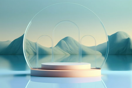 Abstract scene podium mockup. Award ceremony concept. 3d renderの写真素材