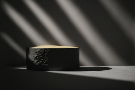 3d render of black marble podium for product presentation. Minimalist background.の写真素材