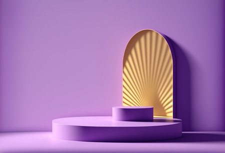 Minimal scene with round podium. Abstract background. 3d renderの写真素材