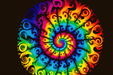 Abstract colorful spiral background. Psychedelic fractal texture. Digital art. 3D rendering.の写真素材