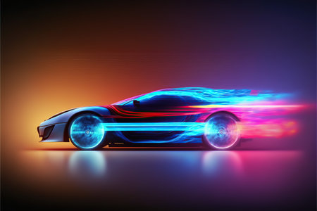 Abstract background with futuristic sports car.の素材