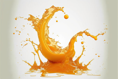 Orange juice splash isolated on white background. 3d render illustration.の写真素材