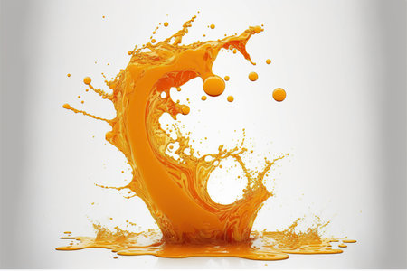 orange juice splash isolated on white background. 3d render illustration.の写真素材