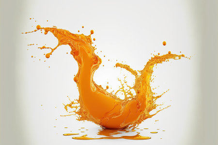 Orange paint splashing isolated on white background. 3d rendering.の写真素材