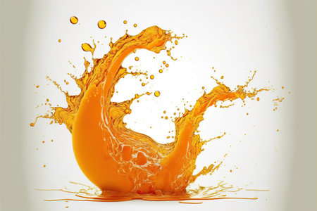 Orange juice splash isolated on white background. 3d render illustration.の写真素材