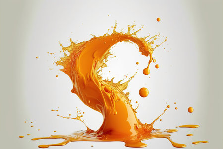 Orange juice splash isolated on white background. 3d rendering, 3d illustration.の写真素材