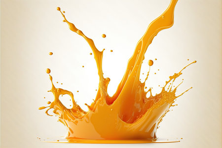 orange paint splashing isolated on a white background. 3d renderingの写真素材