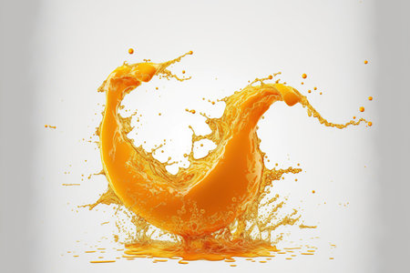 Orange juice splash isolated on white background. 3d render illustration.の写真素材