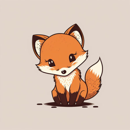 Cute fox. Hand drawn vector illustration. Cute animal.の写真素材