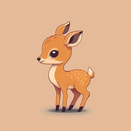 Cute cartoon deer. Vector illustration of a little fawn.の写真素材