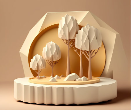 3d render, abstract geometric forms, podium for product display, minimalistic composition.の写真素材