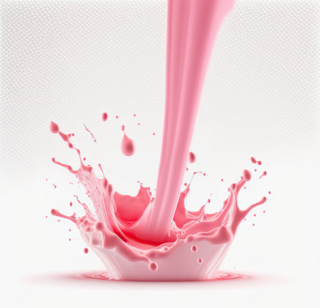 Pink milk splash isolated on white background. Realistic illustration.の写真素材