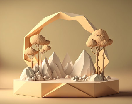 Minimalist abstract background, primitive geometrical forms, 3D render.の写真素材