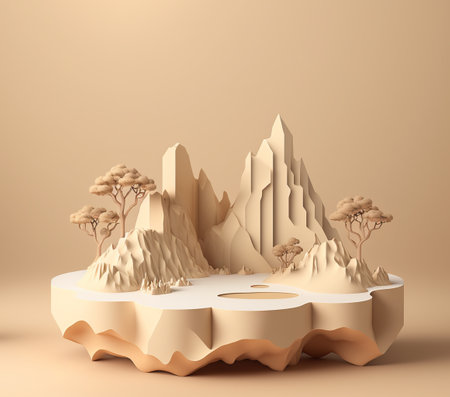 3d render of abstract geometric forms. Minimal scene with primitive shapes.の写真素材