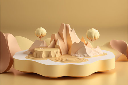 3d rendering of abstract geometric forms. Minimal scene with podium for product presentation.の写真素材