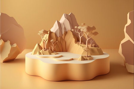3d render of abstract geometric forms. Minimal scene with podium for product presentation.の写真素材