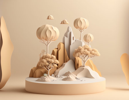 3d render, abstract minimal geometric forms, podium for your designの写真素材