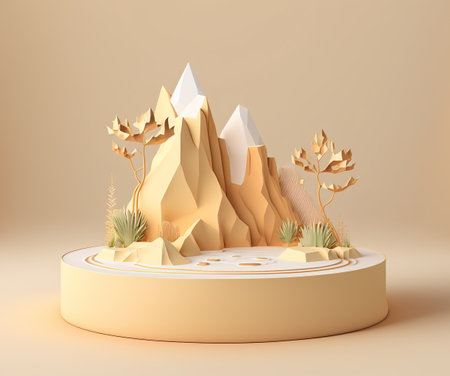 3d render of abstract geometric forms. Minimal scene with podium for product presentation.の写真素材