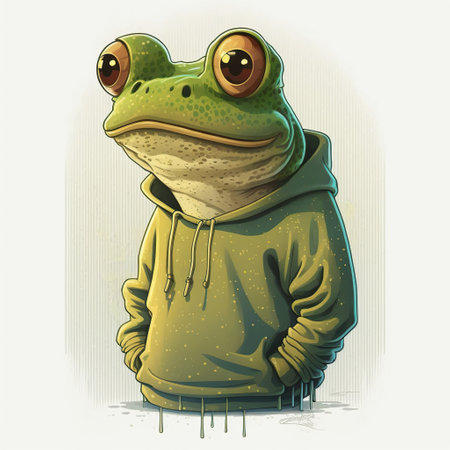 Frog in a hoodie on a white background. Vector illustrationの写真素材