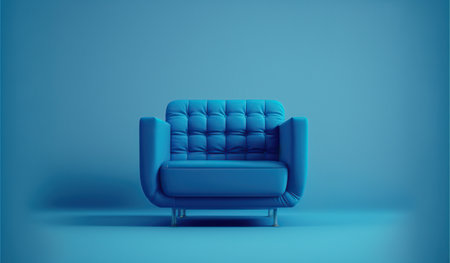 Blue armchair isolated on blue background. Minimalistic concept. 3D Renderingの写真素材