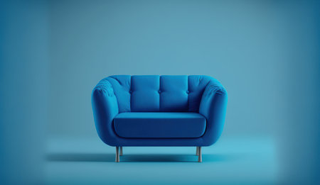 Blue armchair on blue wall background. 3d render illustration.の写真素材