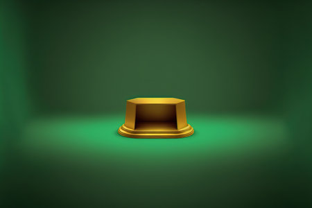 Golden pedestal on green background. Vector illustration. Eps 10.の写真素材