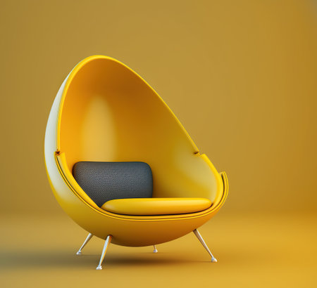 Yellow armchair isolated on yellow background. 3d render illustration.の写真素材
