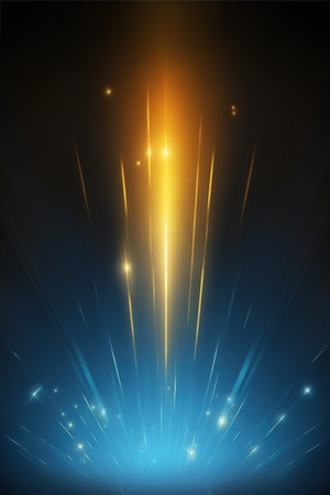 abstract background with rays and lights.の写真素材