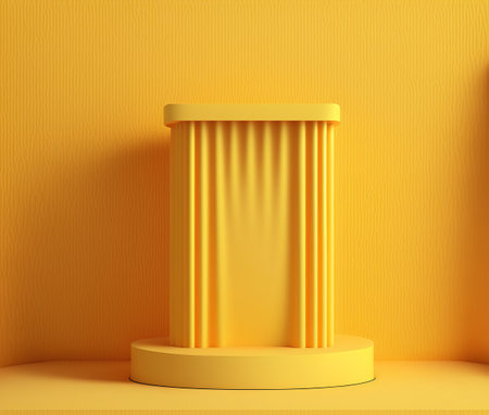 Abstract minimal scene with geometrical forms. Yellow background. 3d renderの素材