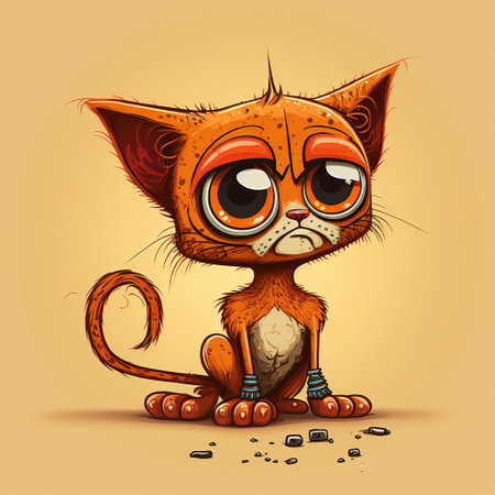 Funny cartoon cat with big eyes. illustration for your designの素材