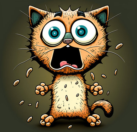 Funny cat with big eyes. Cute cartoon illustration.の素材