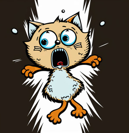 Angry cat cartoon expression background.の素材
