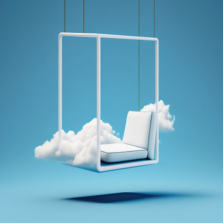 Swing with clouds in the blue sky. 3D illustration.の素材