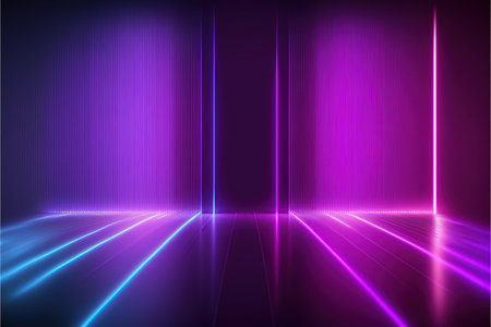 Abstract background with neon lights. illustration. Purple, blue, pink colors.の素材
