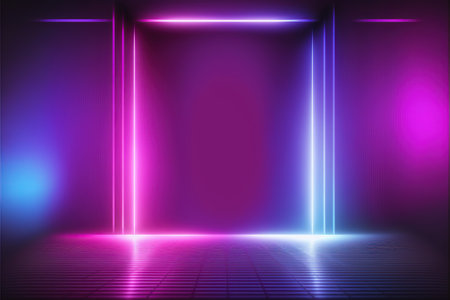 Abstract background with neon lights. illustration. Neon light effect.の素材