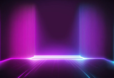 Futuristic neon light background. 3d rendering, 3d illustration.の素材