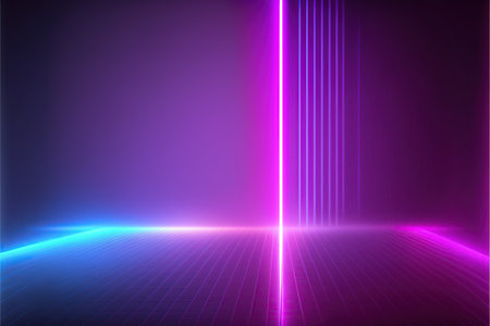 Neon glowing lines, magic space concept background. illustration.の素材