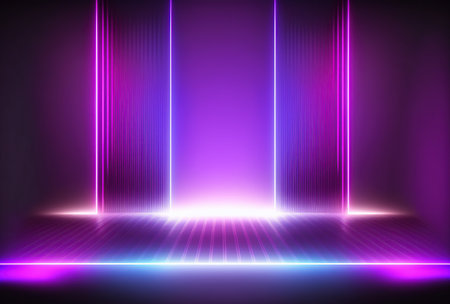 Neon lights background. illustration. Purple and pink color.の素材
