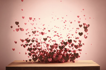 Valentine's day background with red hearts. 3D Renderingの素材