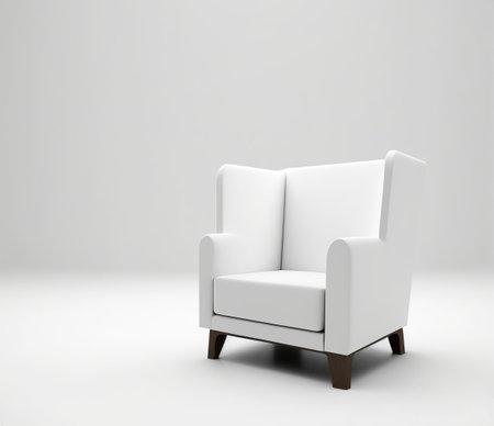 White armchair isolated on white background. 3d illustration.の素材