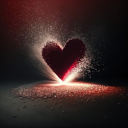 Glowing heart with particles on dark background. Valentine's day conceptの素材
