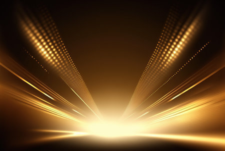 abstract yellow background with some smooth lines in it and some rays in itの写真素材